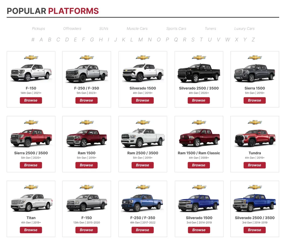 Directly below the fold is the popular platforms selector, a secondary entry point to platform ecosystems.